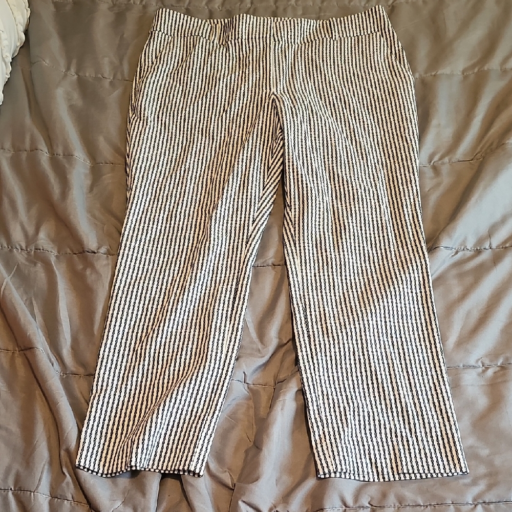 Ann Taylor Black and White Striped Pants